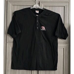 Winner's Circle Dale Earnhardt #3 Black Collared XL Tee Shirt 1/4 Button-Up